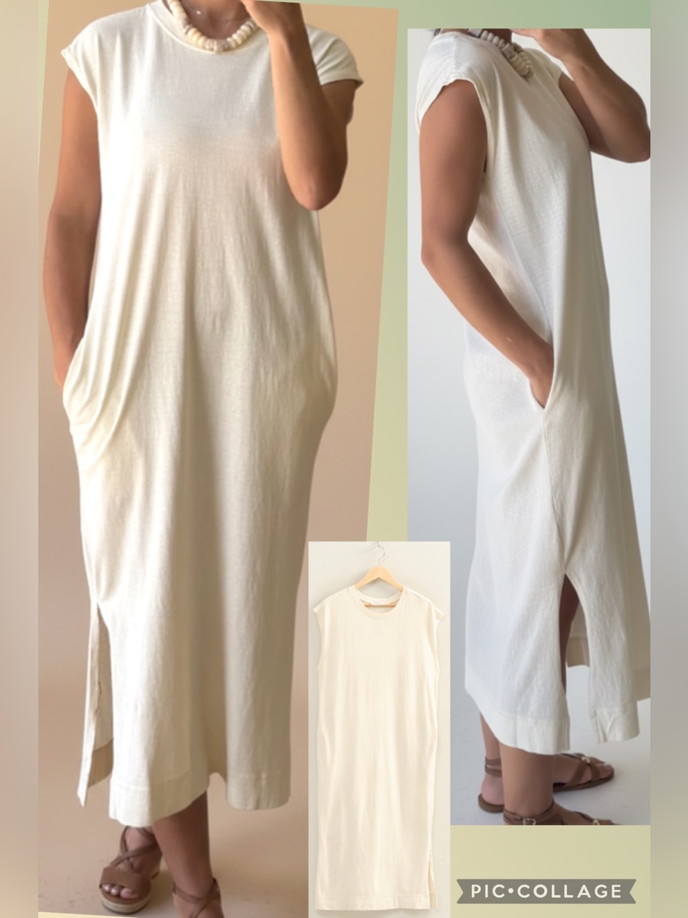 Sleeveless Cream Midi Dress